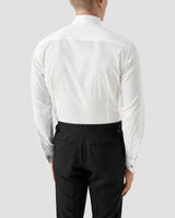 Slim White Semi Solid Evening Shirt