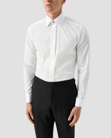 Slim White Semi Solid Evening Shirt