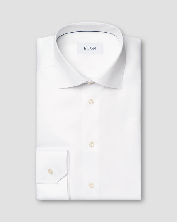 White Organic Signature Twill Shirt - Slim Fit