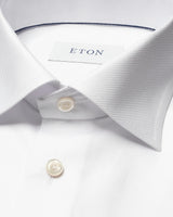 White Contemporary Textured Twill Shirt - French Cuff