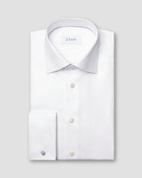 White Contemporary Textured Twill Shirt - French Cuff
