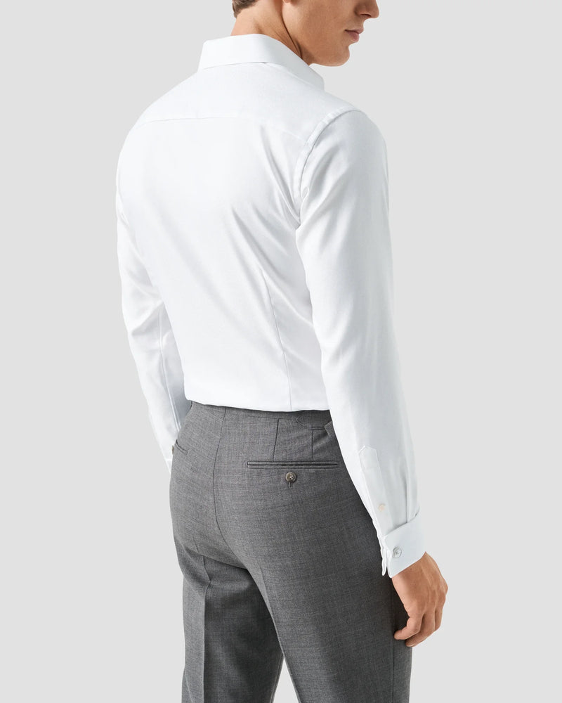 White Contemporary Textured Twill Shirt - French Cuff