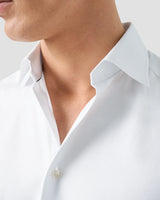 White Contemporary Textured Twill Shirt - French Cuff