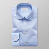 Sky blue check poplin shirt
