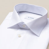 Slim fit white textured twill shirt